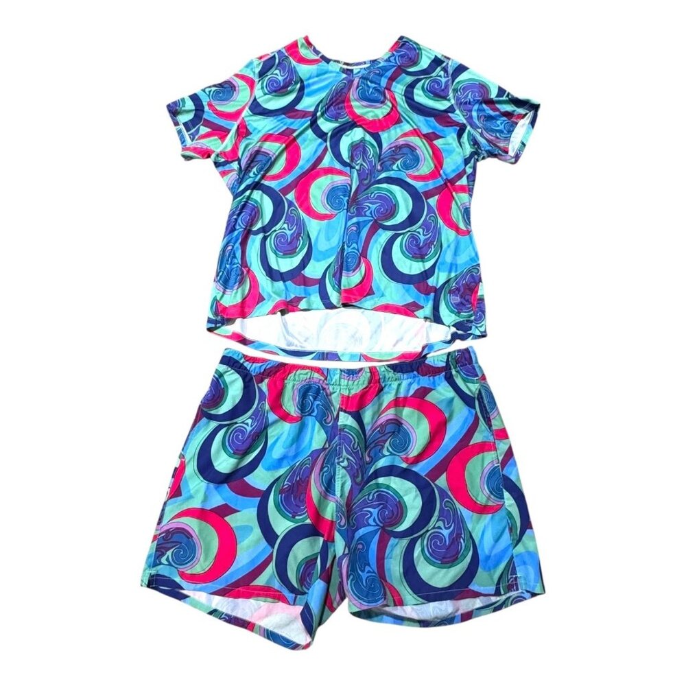 Reel Legends Womens Swim Set Shirt 3X & Shorts 2X  Freeline Design Bathing Suit
